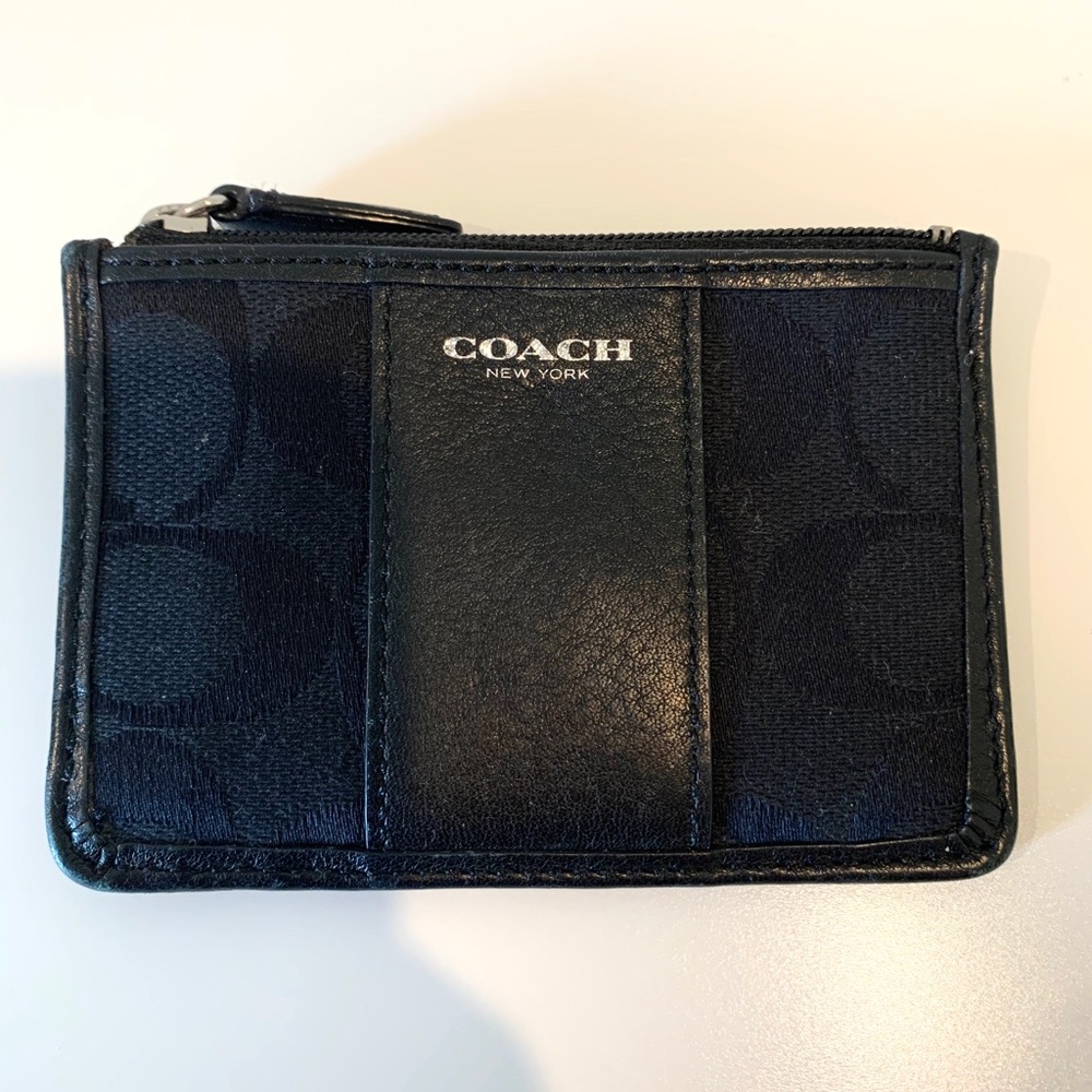 Black Coach Signature Print ID Wallet